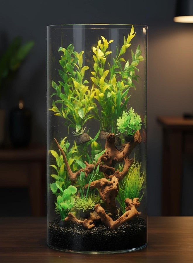 Solsew 16 Pcs Aquarium Decor Fish Tank Decorations Include 6 Small Natural Coral Driftwood Spiderwood and 10 Green Plastic Plants for Reptile Terrarium Accessories Goldfish Tank Decor - Image 4
